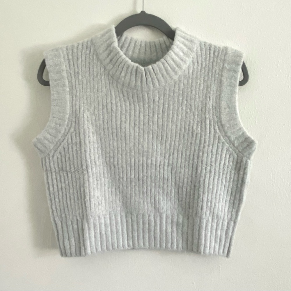COLLUSION boxy ribbed fuzzy tank sweater vest